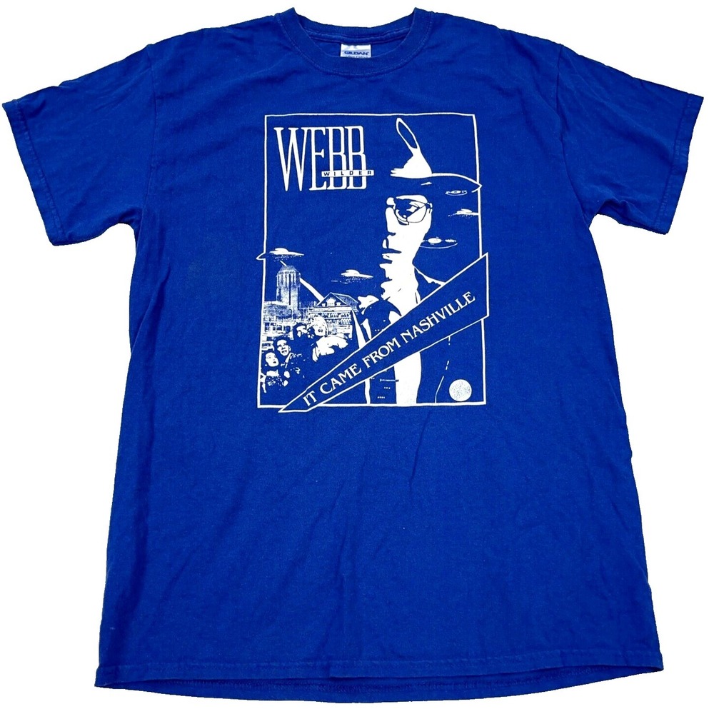 Vintage Webb Wilder Shirt Men Medium Blue Band Tee T‎ Country Rock Nashville